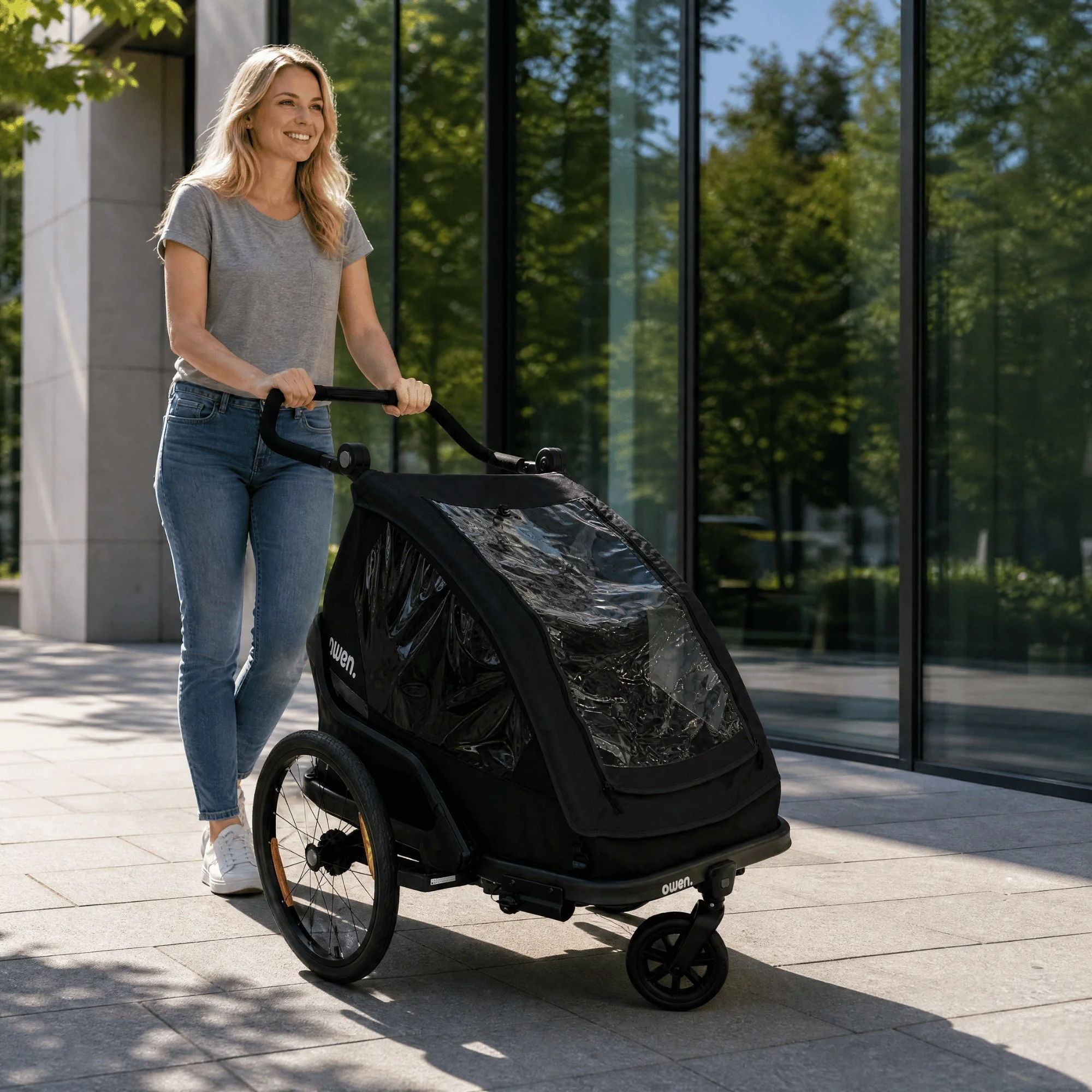 OWEN® Navora Kinder Fahrradanhänger Set – Zweisitzer inkl. Verdeck - Image 6